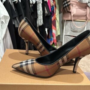 Women's Ally 85mm Woven Check Pumps In Dark Birch
